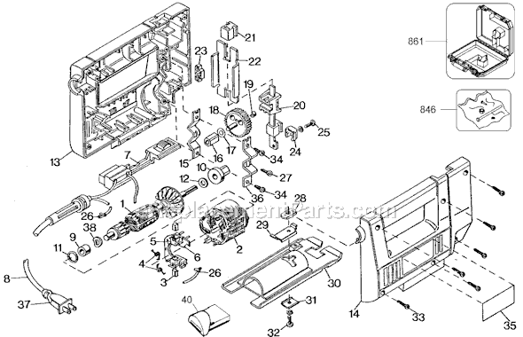 Page A Diagram and Parts List for 7548-04 Type 2 Black and Decker Jig Saw